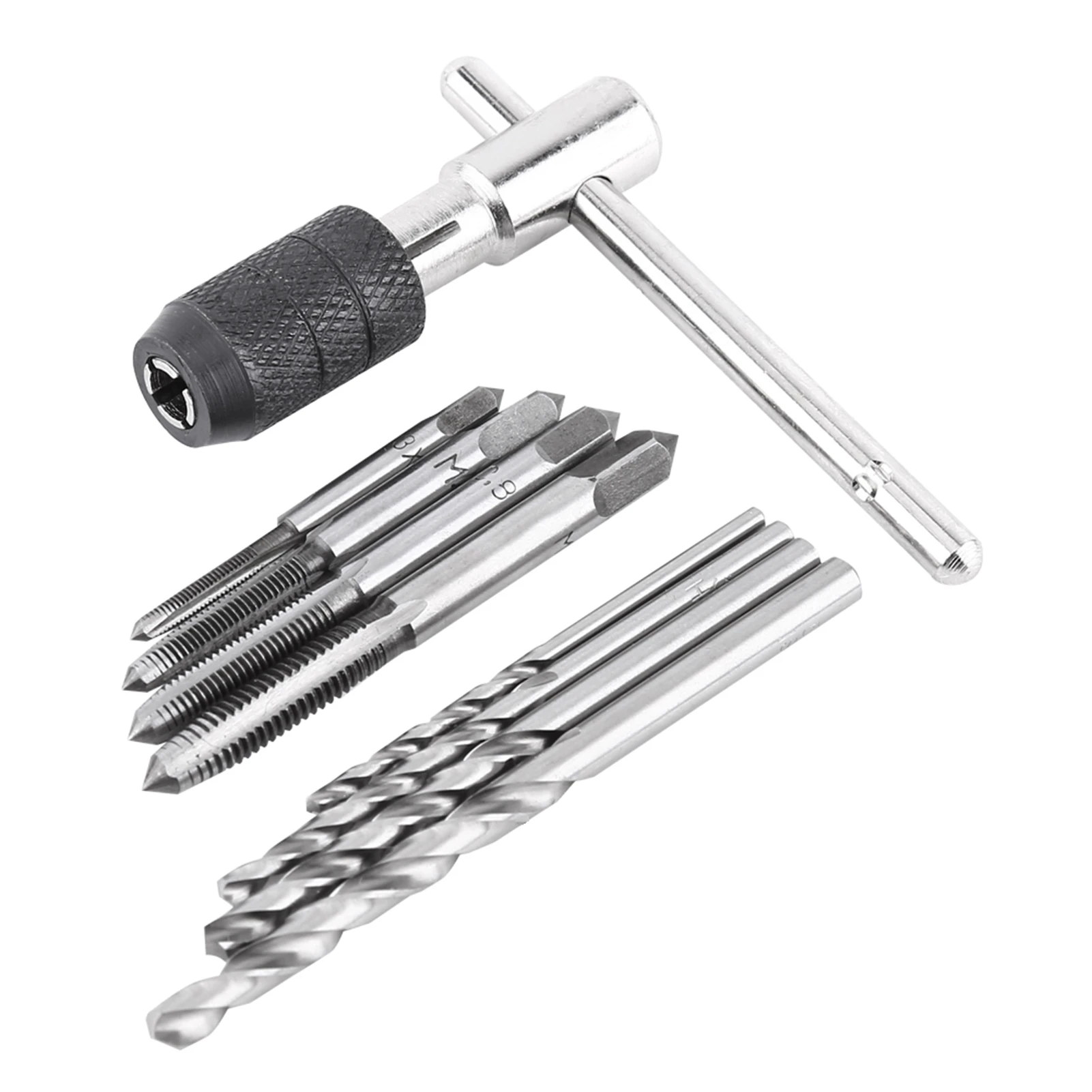 Set Screw Taps & Tshaped Wrench &  Drill Bits Threading Tapping Hand Tool Kit Tap Wrench Set Threading Tool