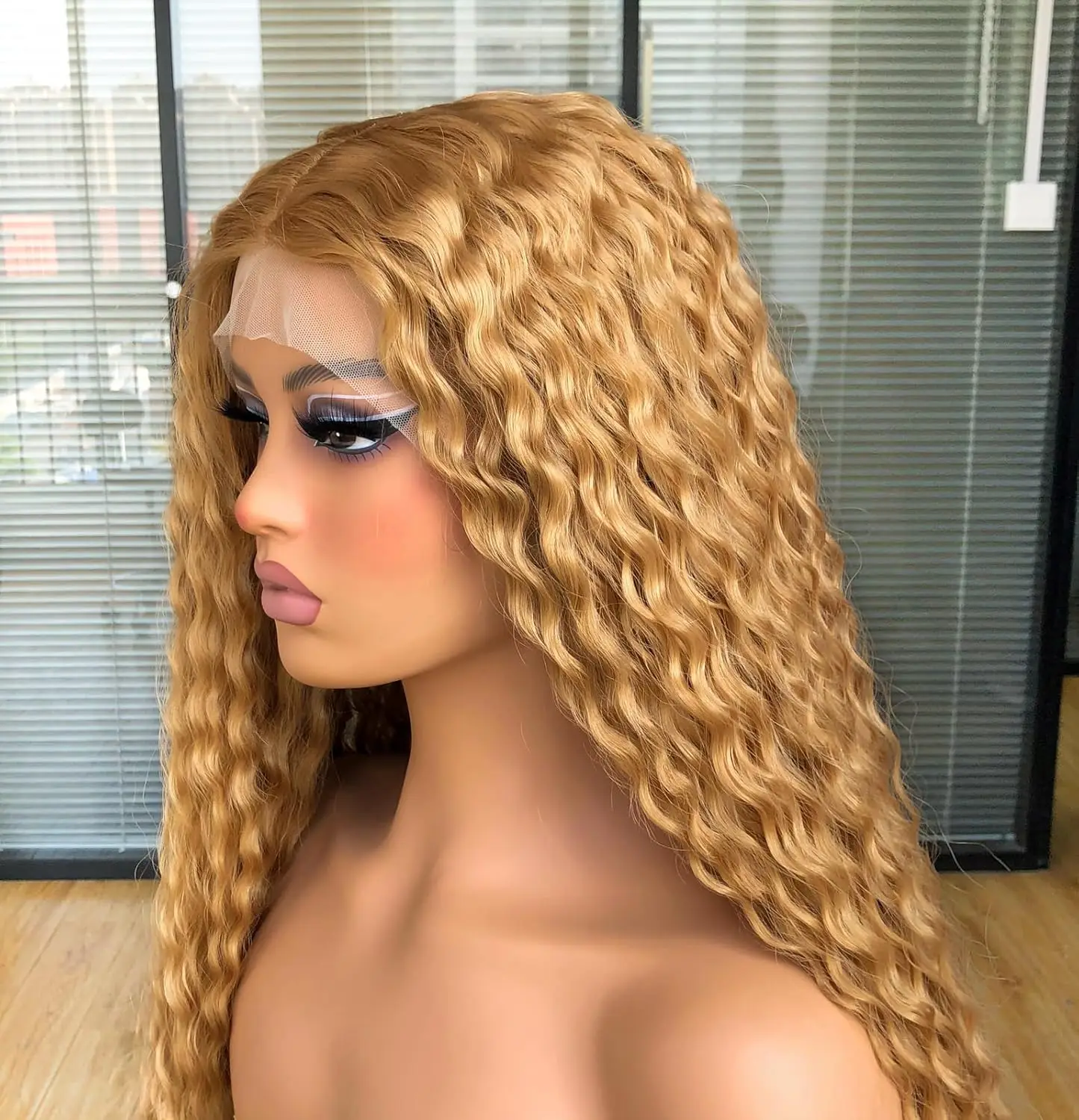 100% Remy Human Hair 13x4 HD Lace Front Human Hair Wigs for Women Pre Pulcked Deep Wave Light Brown Color 27# Glueless