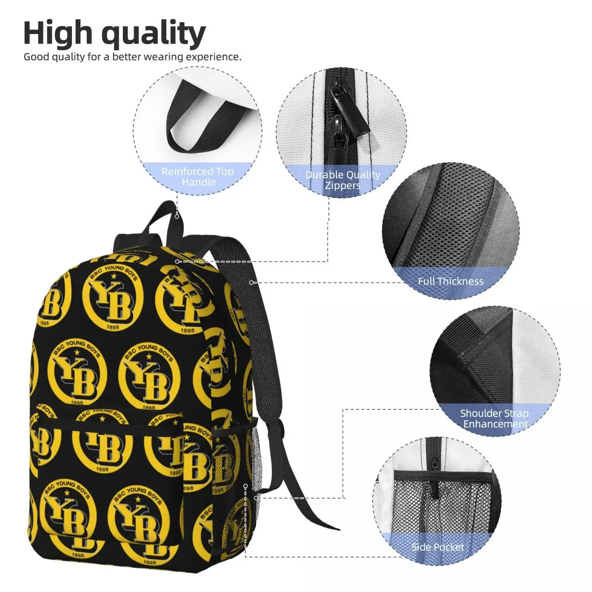 BSC Young Boys Swiss Football Sports Fans Bern Switzerland Backpack Daypack Boy Girl BookBag School Bag Shoulder Bags Men Women