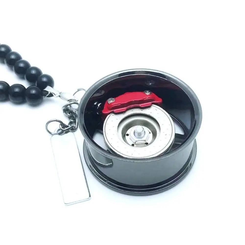 

Hip-hop Car Wheel Hub Pendant Glossy Black Beads Shock Absorber Chain Pendant Zinc Alloy Stylish Hanging Ornament Accessory