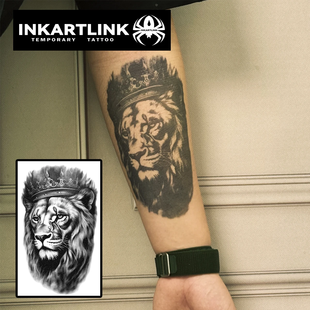 Lion king Temporary Tattoo,Lasts To 15 Days New Technology Magic Waterproof Semi Permanent Sticker.