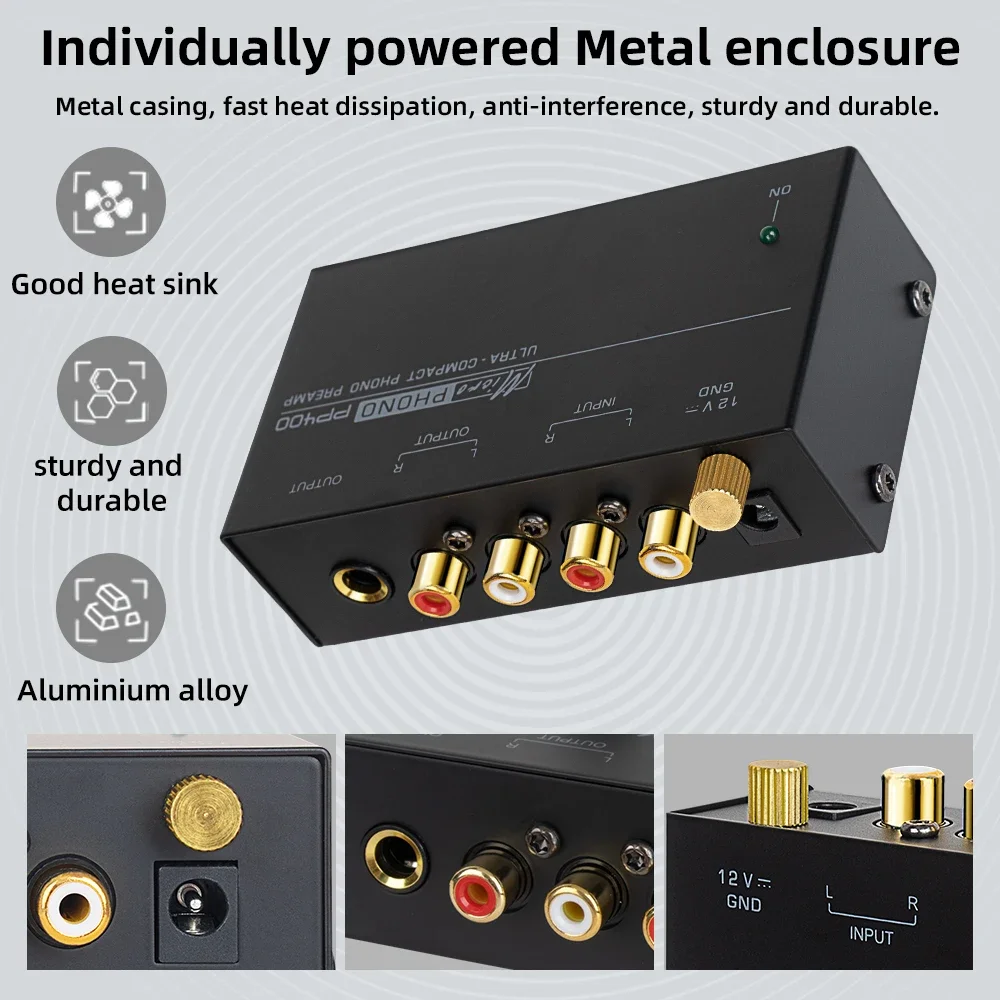 Ultra-Compact Phono Preamp Preamplifier With Rca 1/4Inch TRS Interfaces Preamplificador Phono Preamp PP400