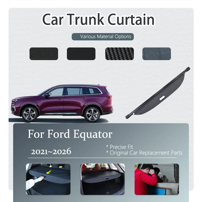 

Car Trunk Curtain Cover For Ford Equator CX756 2021 2022 2023 2024 2025 2026 Retractable Rack Partition Shelter Auto Accessories