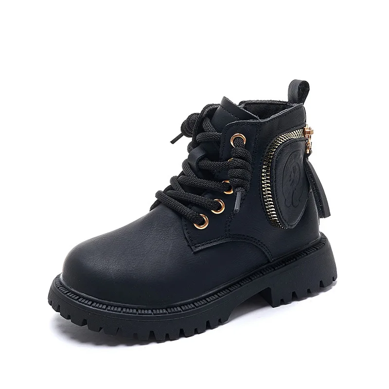 Autumn Winter Children Fashion Boots Girls Fashion Side Bag Design High-top Boots Boys Anti-slip Warm Cotton Shoes