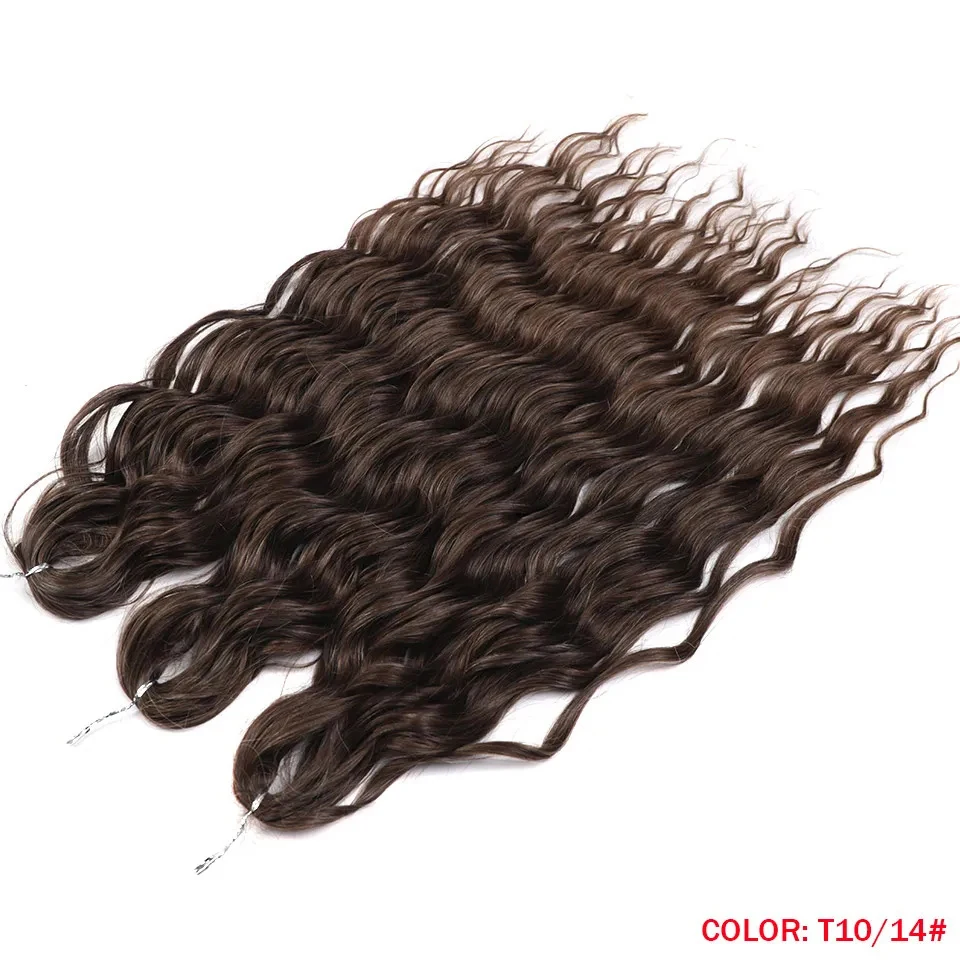 Edle 24 Zoll Synthetische Haarverlängerungen mit Wasserwellenmuster, Ombre-Regenbogenfarben, Tiefe Wellenlocken, Twist-Crochet-Haarverlängerung – Detail 24