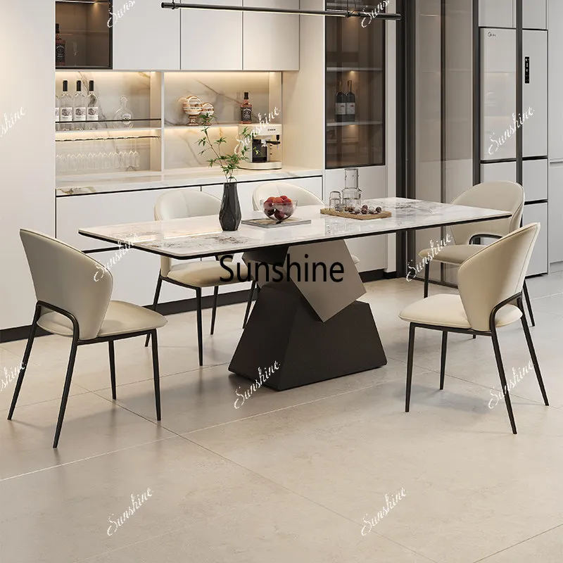 Living room household rectangular dining table light luxury small apartment dining table