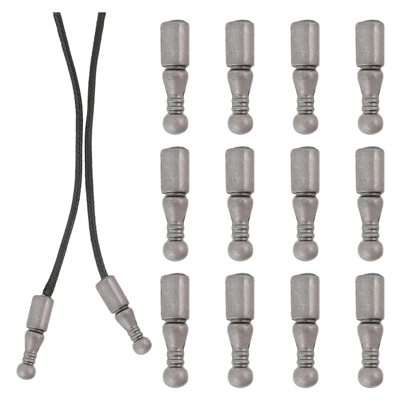 

FX-12Pcs Bolo Tie Tips Replacement End Caps Long Alloy Cord Ends Smooth For Clothes Decoring Chain Bracelet DIY Crafts