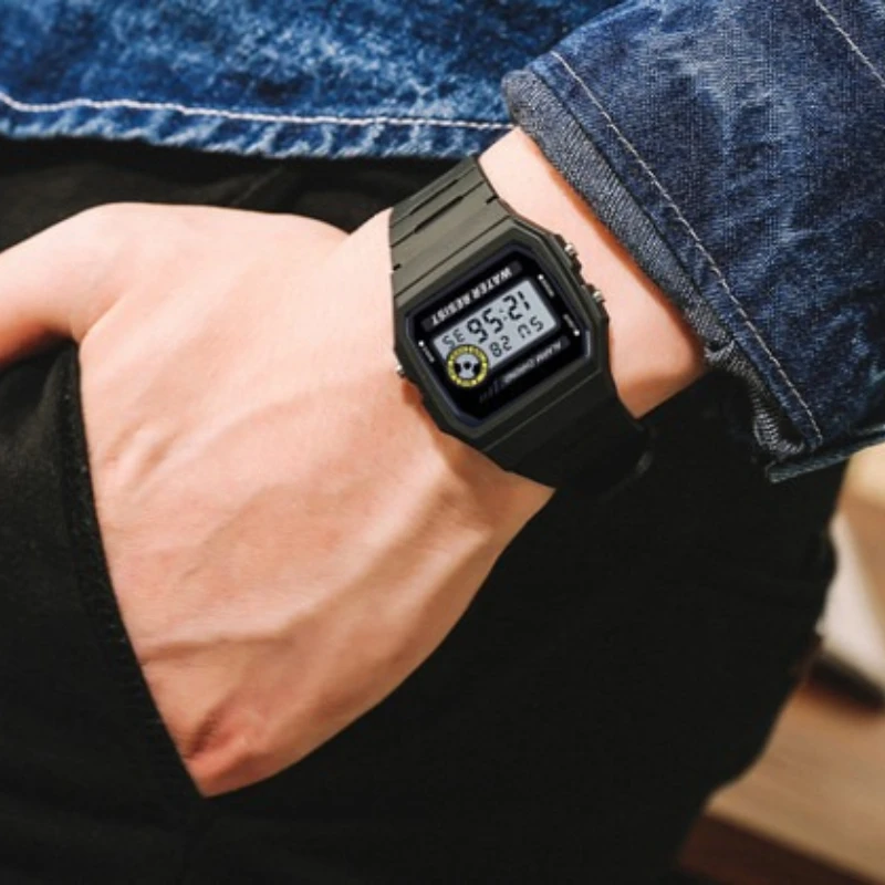 Women's Square Multi Functional Digital Timing Outdoor Sports Watch Cold Light Electronic Watch