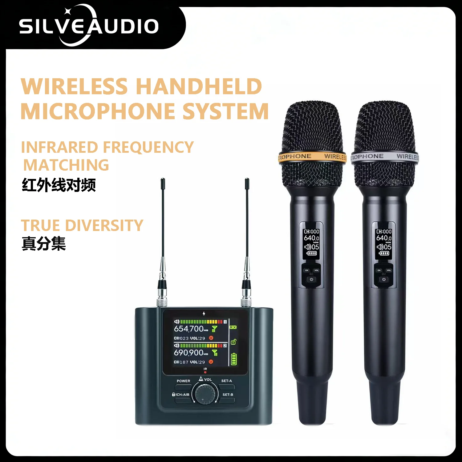 GAW-J173 True Diversity Wireless Microphone with N36 Tube Infrared Frequency Digital Receiver for Outdoor Performance And Confer