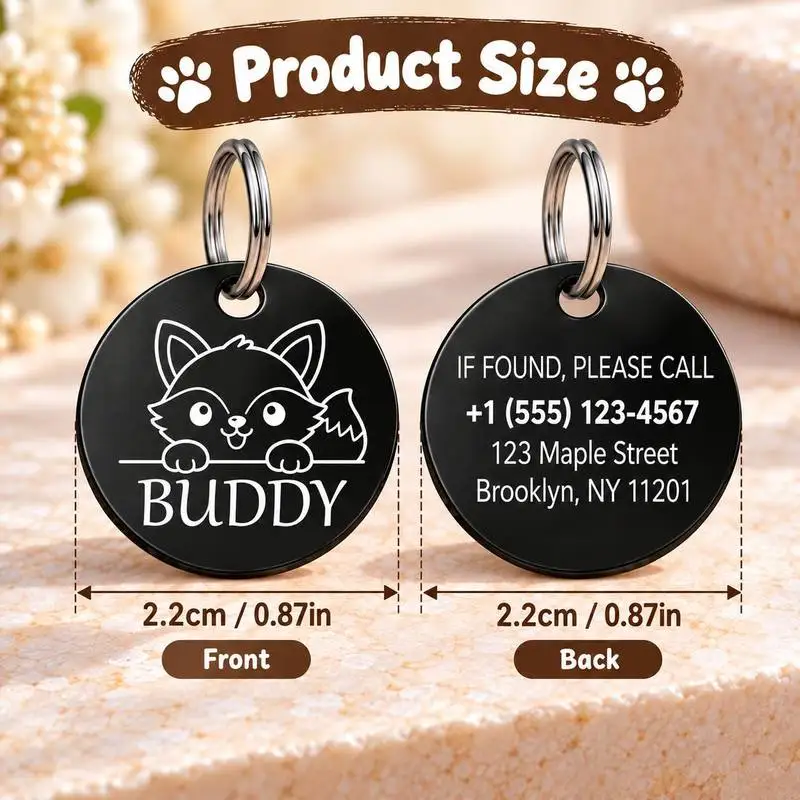 1pc Custom Pet ID Tag, Double-sided Laser Engraved Dog Tag with Name, Phone Number and Address. 9 Cute Animal Patterns Available