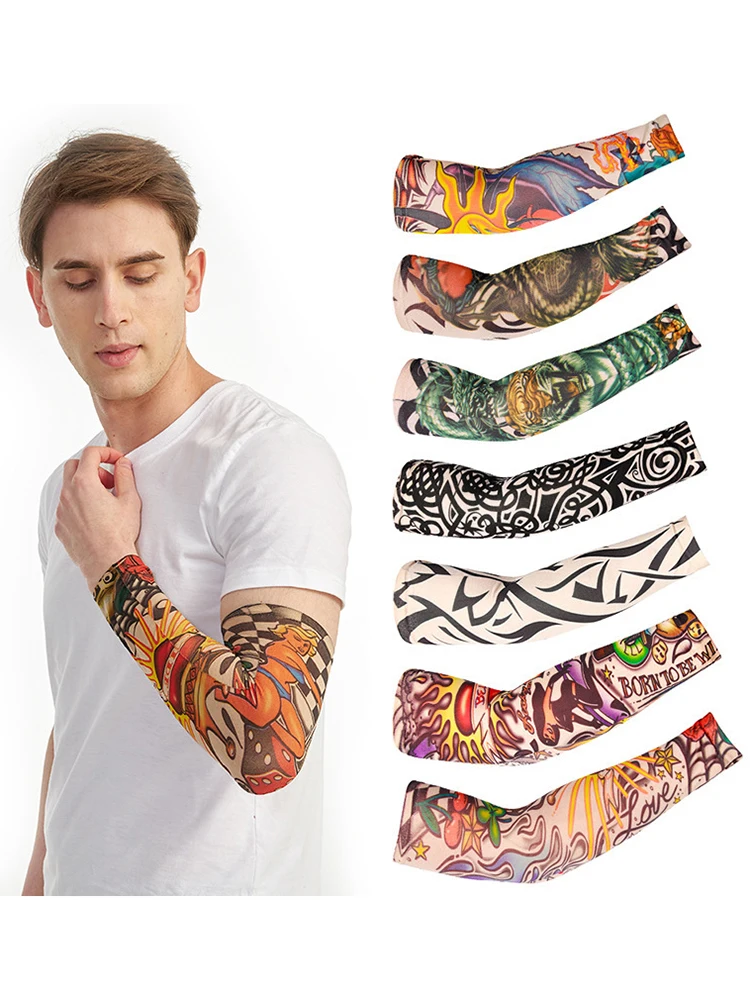 AliExpress NONE 6 PCS Tattoo Sleeves Unisex Summer Cycling Sun Protection Arm Covers Beach Driving Fishing Breathable Nightclub Elastic Sleeves