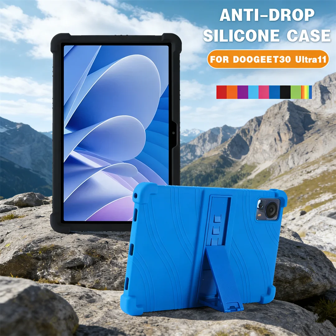 

For Funda Doogee T30 Pro 11" Case Soft Silicone Kids Cover with 4 Shockproof Airbags & Adjustable Stand, Coque for Doogee T30 SE