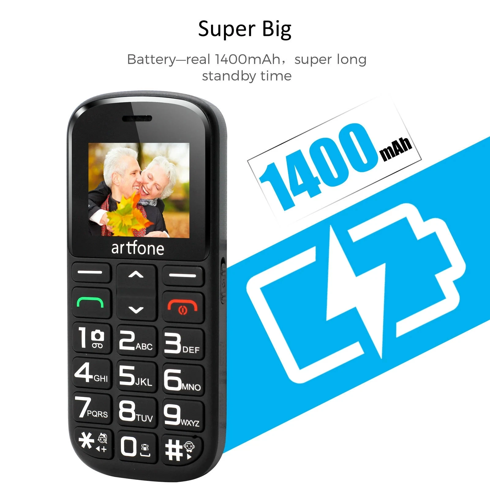 Bar Senior Cellphone Artfone CS181 CS182 CS188 GSM 2G Large Voice Big Button Mobile Phone For Elderly One Key SOS Dual Sim Torch