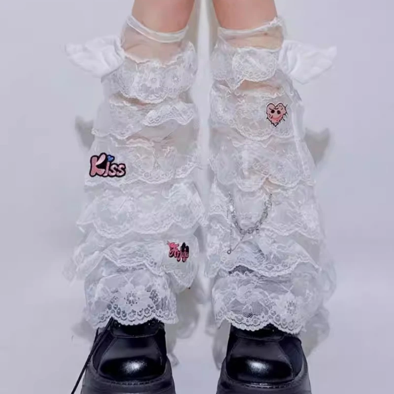 Original Design Layered Socks with Slightly Flared Versatile Hot Girl Lace Hollow Out Youthful Age-Reducing Leg Warmers ladies