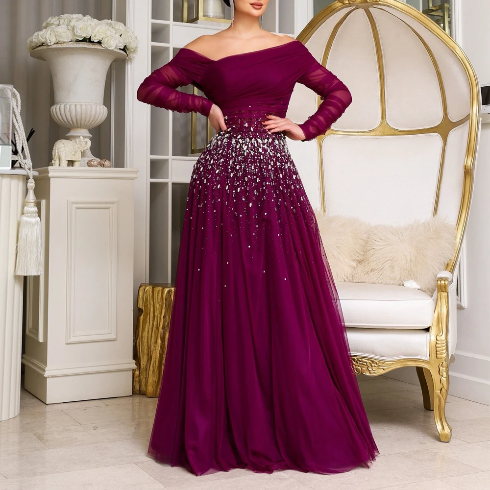 

Вечернее платье с короткими рукавами по индивидуальному заказу с открытыми плечами и вечерними платьями макси из бисера Платье из тюля для особых случаев