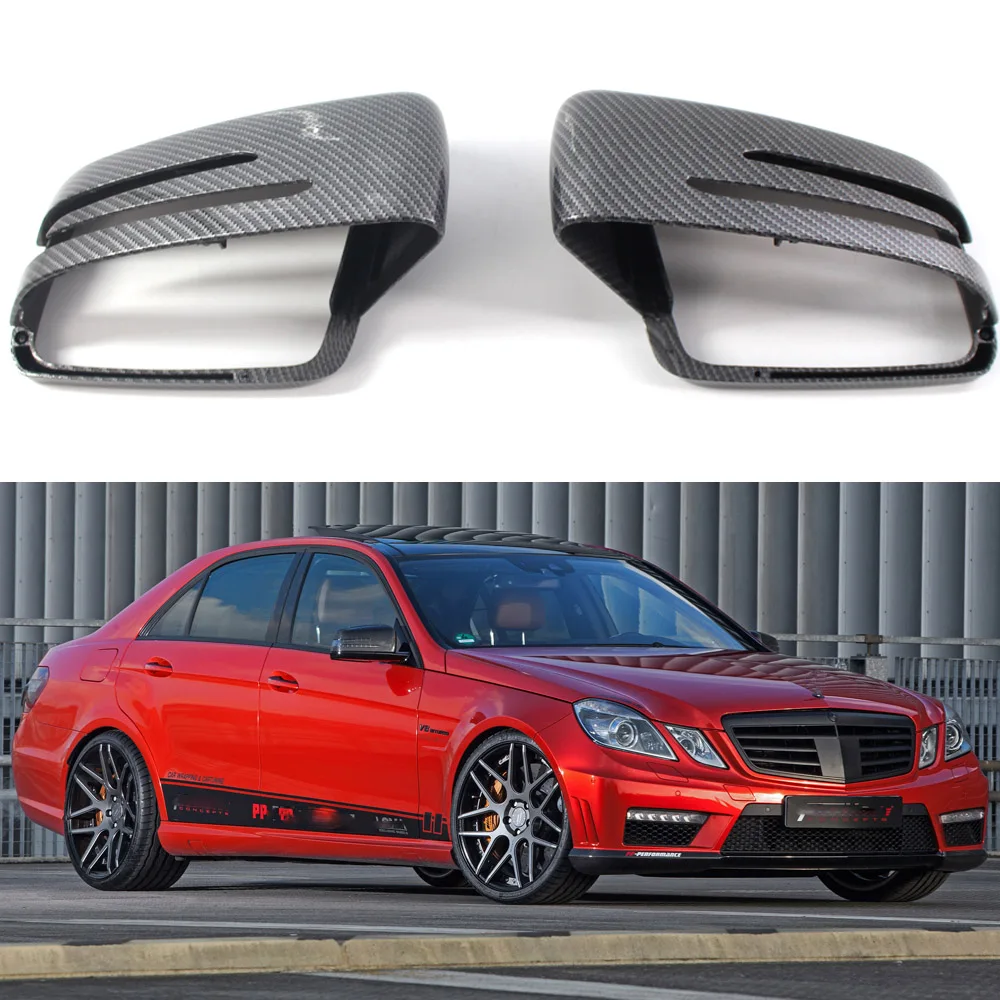 Rear View Side Car Mirror Cover for Mercedes Benz E Class W212 W204 2010 2011 2012 2013 2014 2015 ABS Carbon Fiber