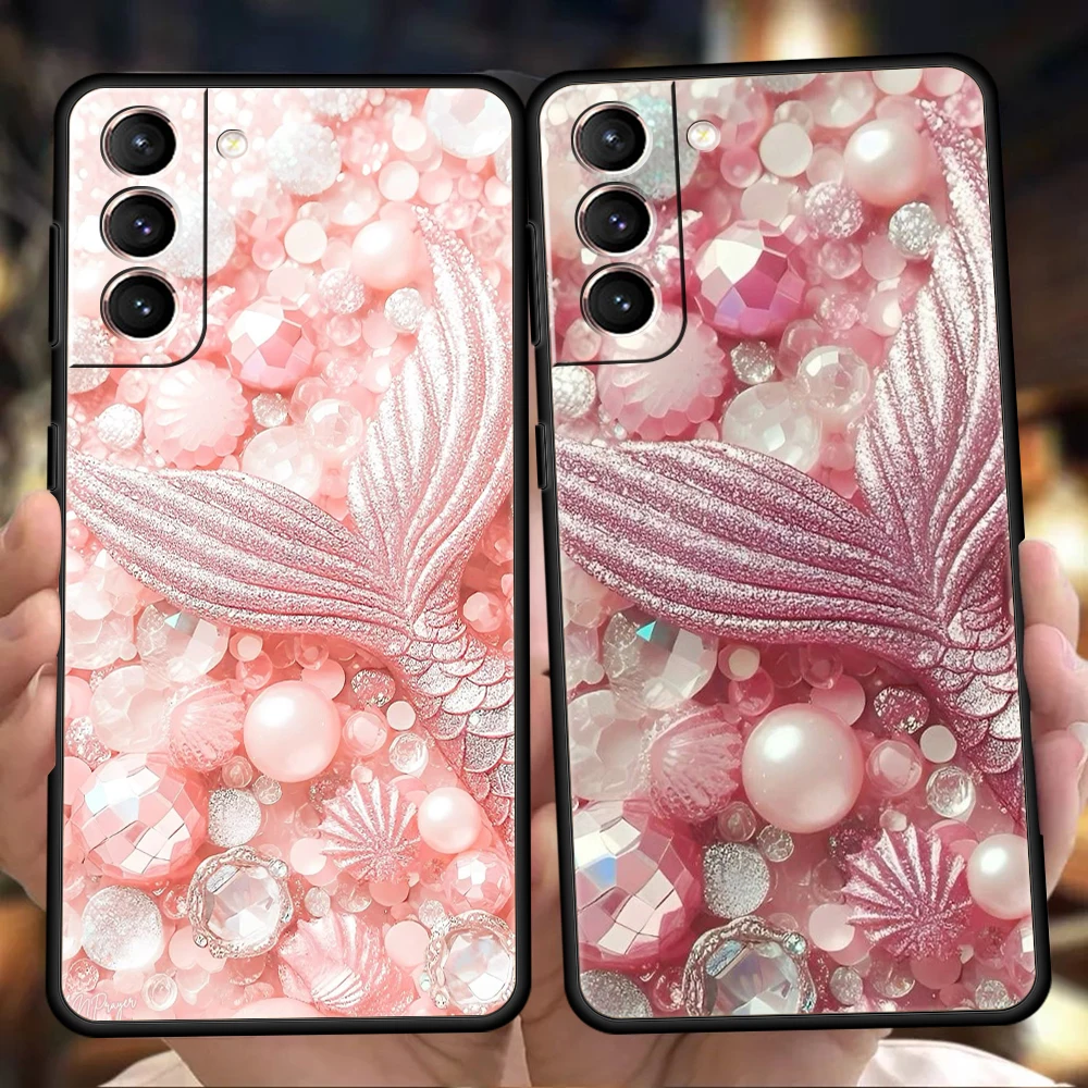 Phone Case for Samsung Galaxy S26 S25 S24 S23 S22 S20 S21 FE Ultra S25Edge Plus 5G Soft TPU Present Cover Sparkling Fish Tail