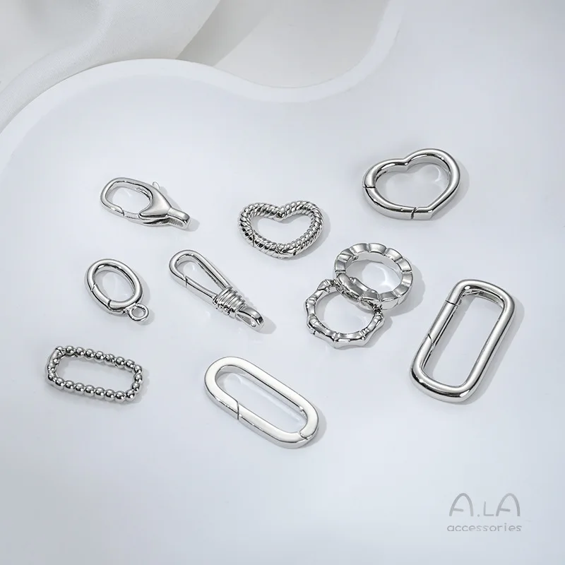 14K Gold-wrapped Lobster Buckle Thread Heart-shaped Buckle Oval Spring Buckle Bamboo Ring DIY Jewelry Accessories