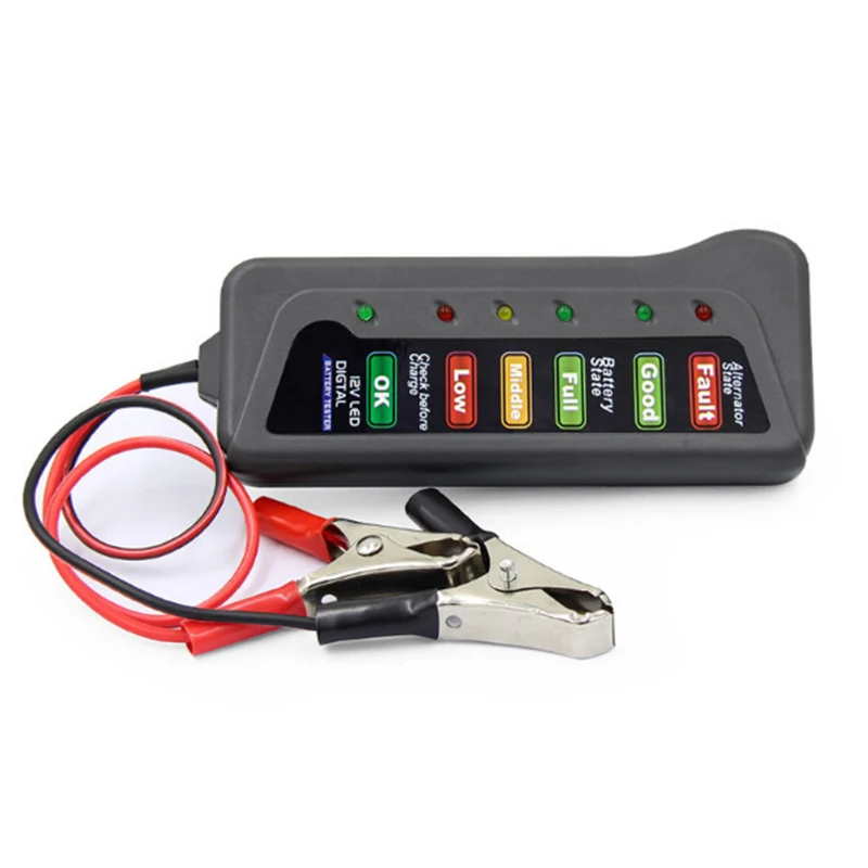 1PC Hot Sale Mini 12V Car Battery Tester Digital Alternator Tester 6 LED Lights Display Car Diagnostic Tool For Car