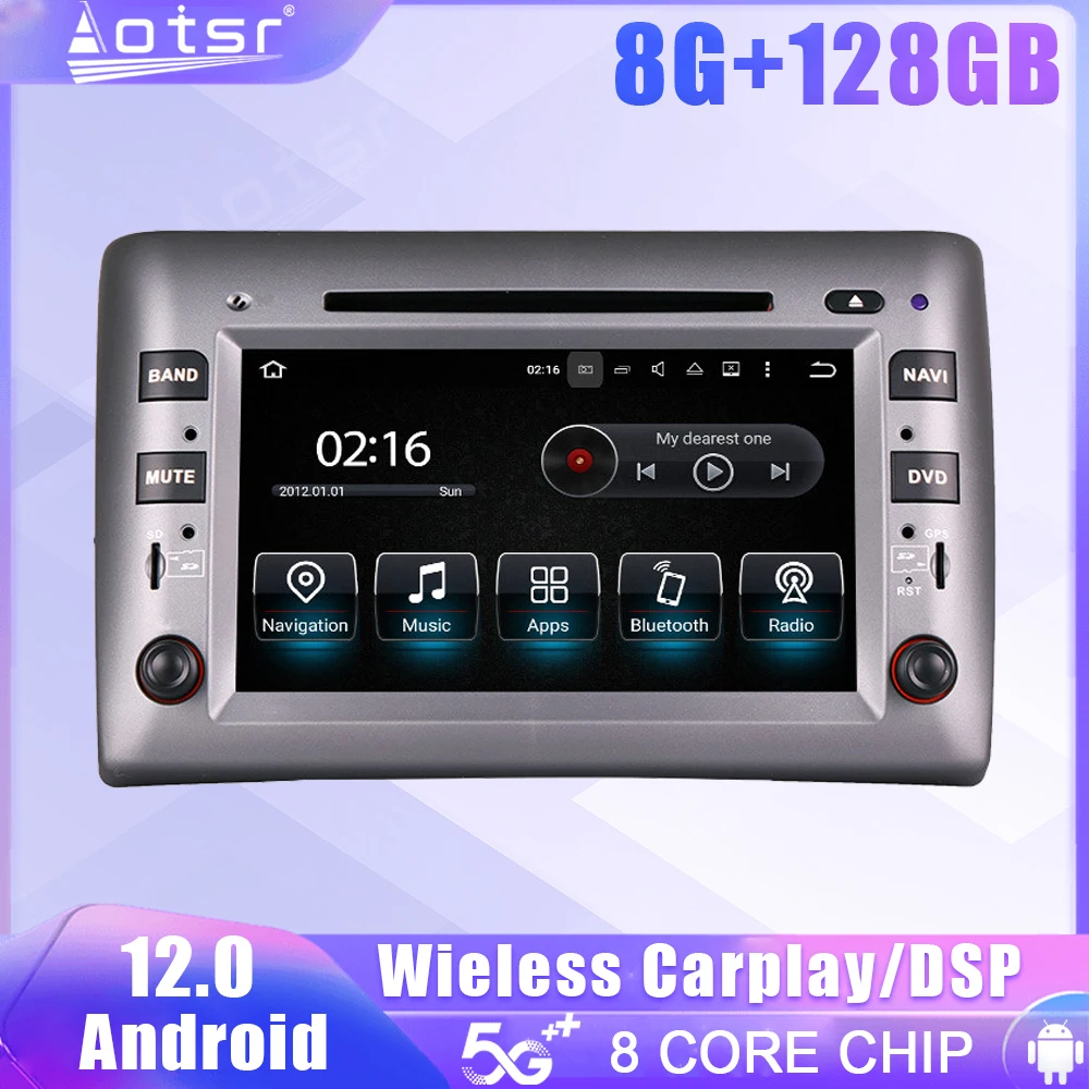 128G For Fiat Stilo 2002 2003 2004 2005 2006 2007-2010Car Radio Carplay Multimedia Vedio Player GPS Auto Navi Stereo DVD Head