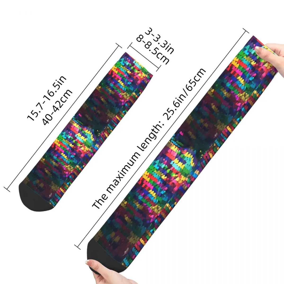 Rainbow Sequins Socks Male Mens Women Winter Stockings Hip Hop