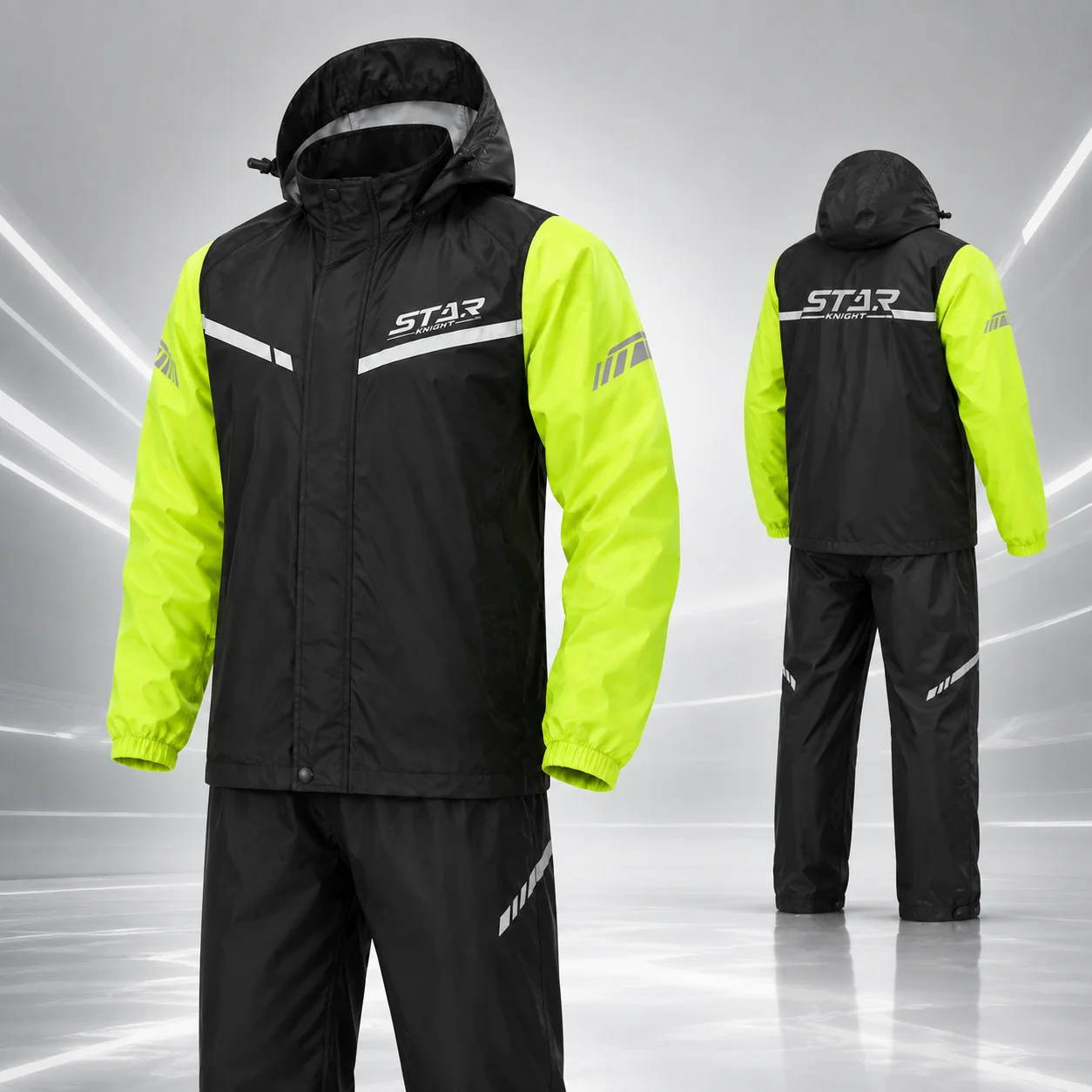STAR FIELD KNIGHT SKJ859 Motorcycle Rain Gear Waterproof Hooded Jacket Pants Set Reflective Suit for Delivery Riders Commuting
