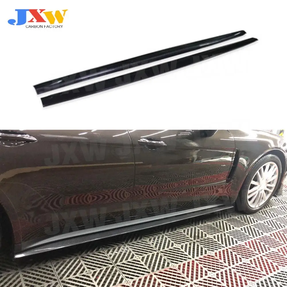 

2Pcs Carbon Fiber Side Skirts Aprons For Porsche Panamera 971 2017 2018 2019 Door Bumper Lip Cover Protector FRP