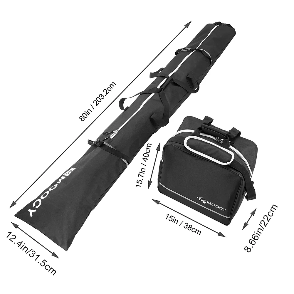 Juego de esquí de 2 uds., bolsa de lona impermeable para esquí y bolsa para botas, Kit de viaje acolchado para esquí y botas, conjunto de bolsa para equipo de esquí para adultos y niños