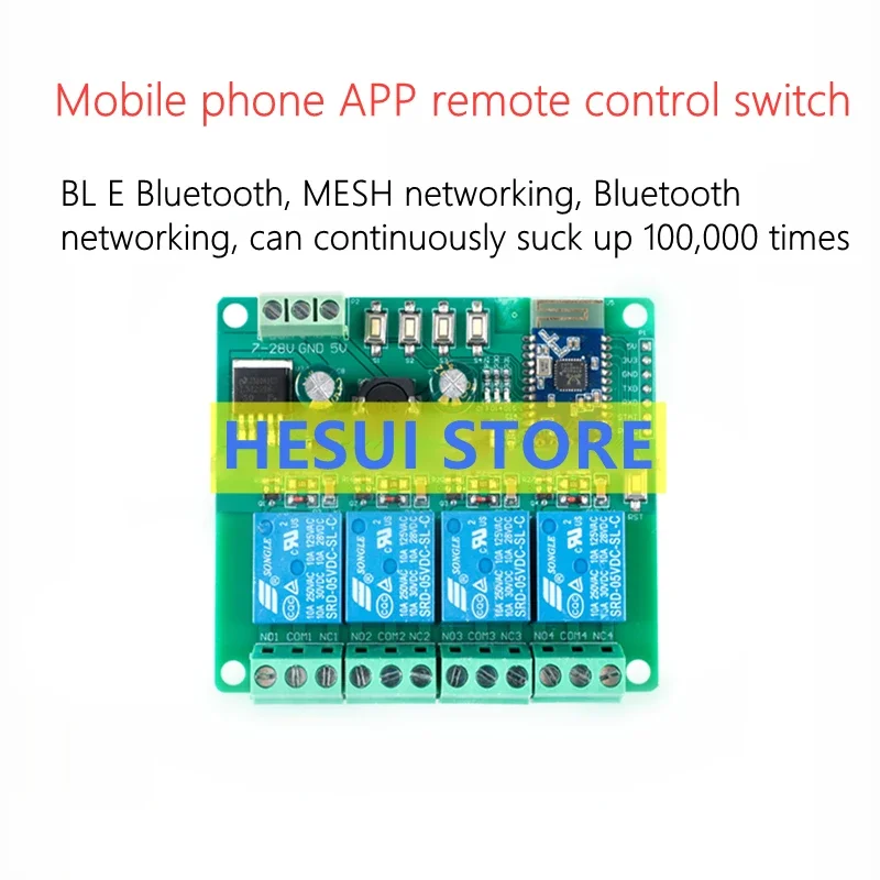 Four-way Bluetooth 5.0 relay BLE Bluetooth networking MESH mobile APP remote control switch