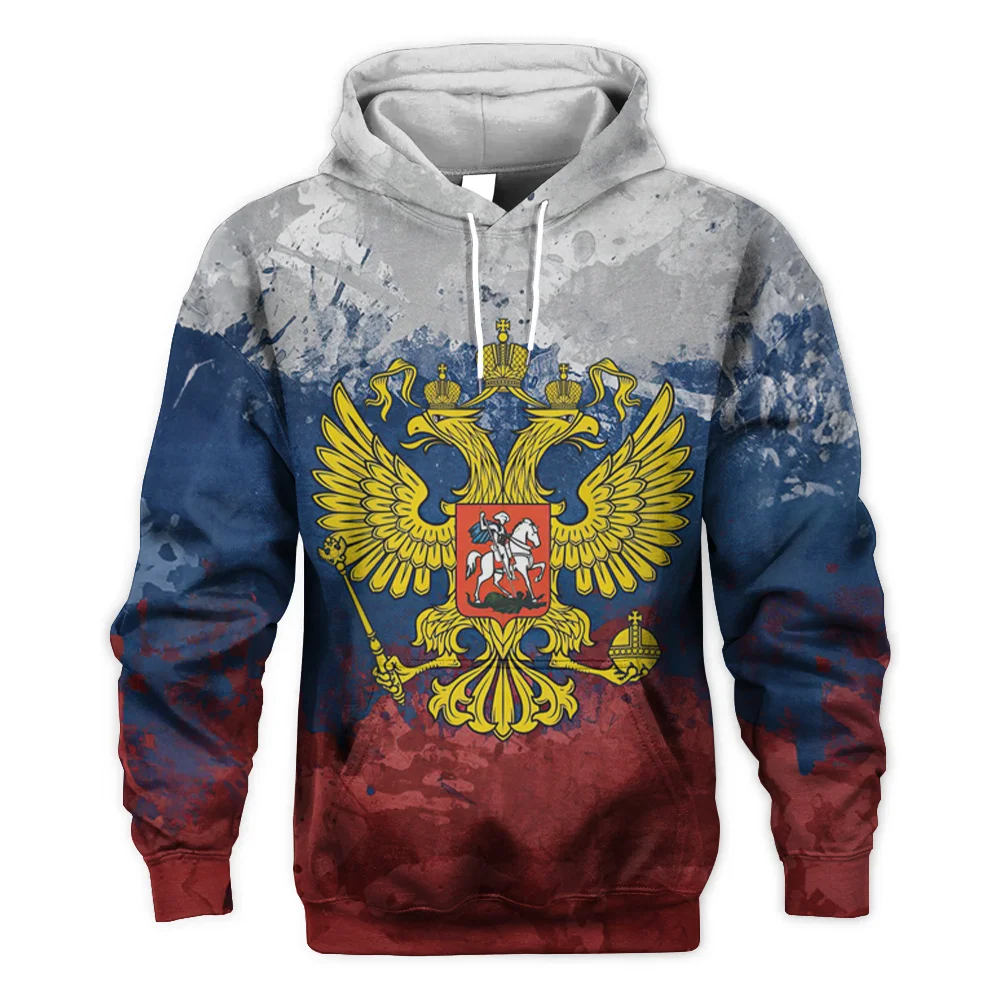 

Russia Flag Graphic Hoodie for Men Top Russian Eagle Emblem Hooded Pullover 3D Print CCCP RUS New in Hoodies & Sweatshirts Hoody