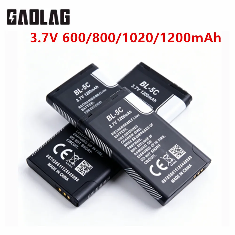 BL 5C BL5C BL-5C 3.7V 1200mAh Lithium Polymer Phone Battery For Nokia 1100 1110 1200 1208 1280 2600 2700 3100 3110 5130 6230