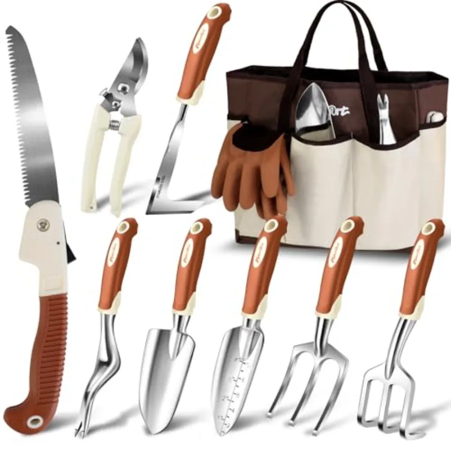 

Garden Tool Set10 Pcs Heavy Duty Gardening Hand Tool Kit for Women Aluminum with Non Slip Ergonomic Handle Storage Tote Bag and