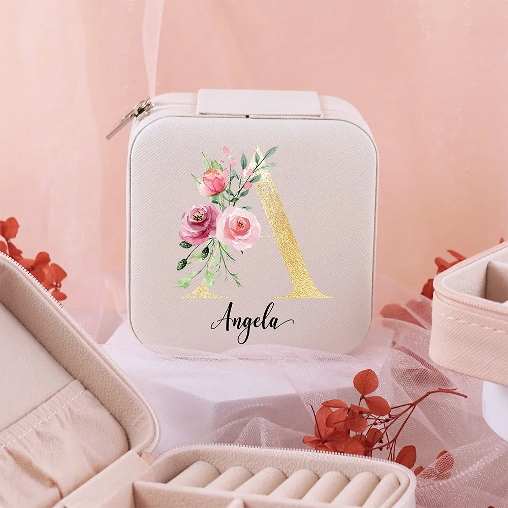 Custom Initial with Name Jewelry Storage Box Bridesmaid Wedding Favors Holder Storage Display Boxes Party Birthday Mother Gift