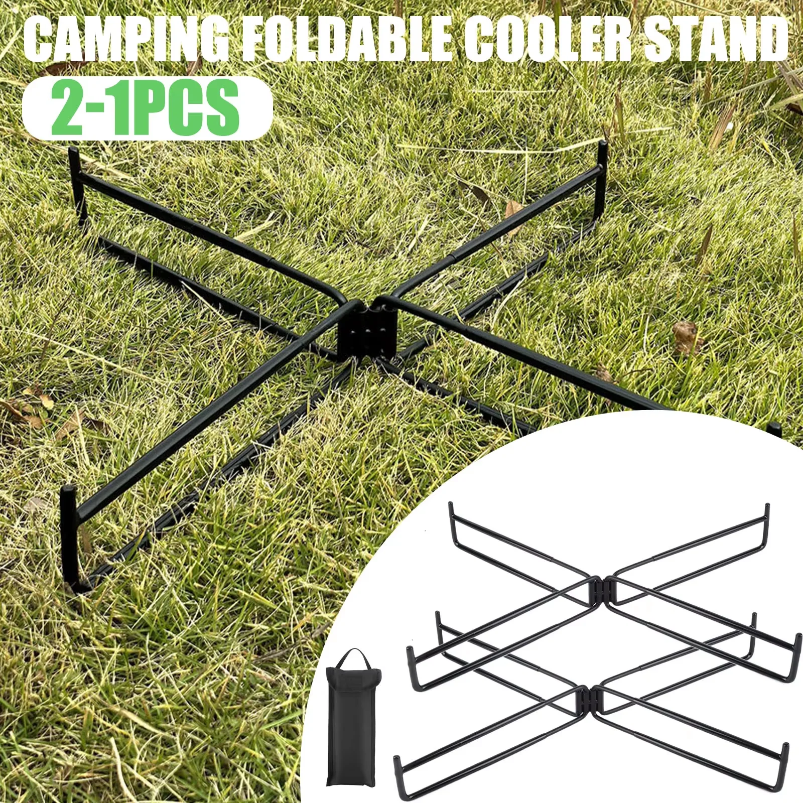 Caixa de Armazenamento Multifuncional para Camping, Suporte Dobrável para Cooler, Compartimento Portátil para Armazenamento, Suporte para Balde de Gelo para Camping e Churrasco