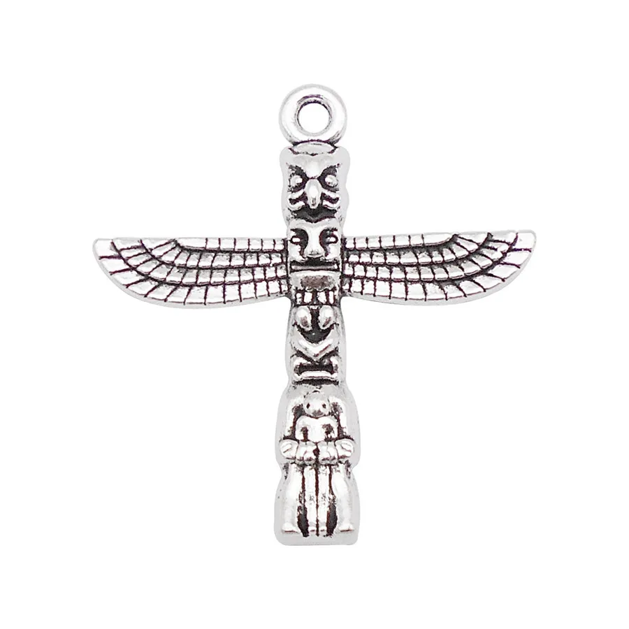 Julie Wang 10PCS Cross Charms Maya Totem Stone Column Pattern Crucifix Pendant Necklace Bracelet Jewelry Making Accessory