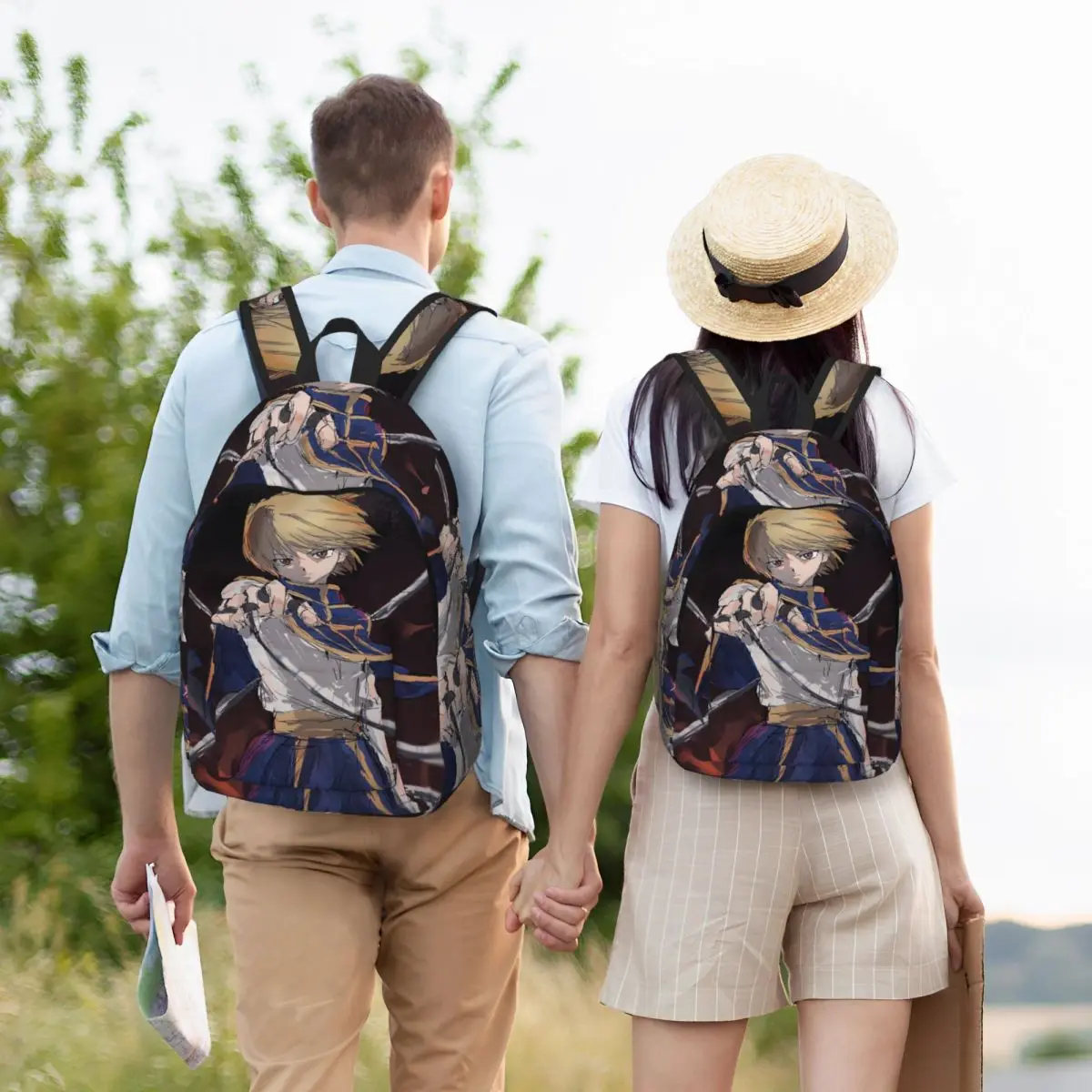 Anime HXH Hunter X Hunter Kurapika Student Backpack School Bag Hiking Travel Daypack for Boys Girls Bookbag Shoulder Bags