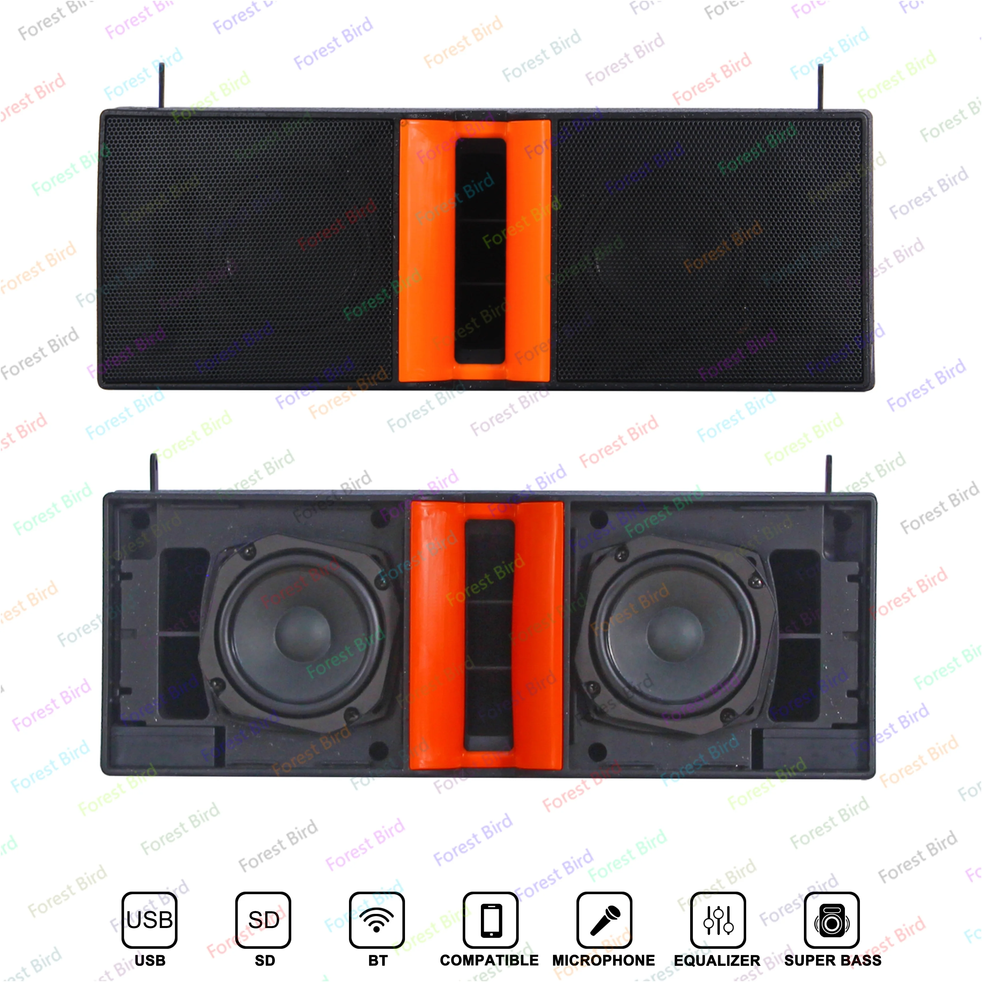 Dual 15-inch Powered Subwoofers, High-power Professional Audio, 2.1 BT Karaoke, PA Speaker System, Array Line Speakers Bocina