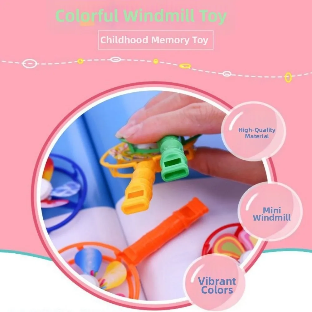 

5pcs Colorful Party Favors Bulk Gift 117 * 62mm Plastic Whistle Windmill Random Elementary School Students