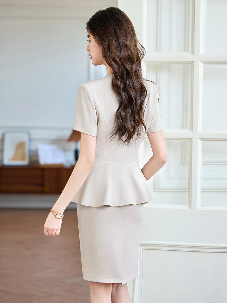 Short Sleeve Suit Professional Skirt for Women Summer New Style Beauty Salon Work Uniform Hotel Front Desk Jewelry Store Work...
