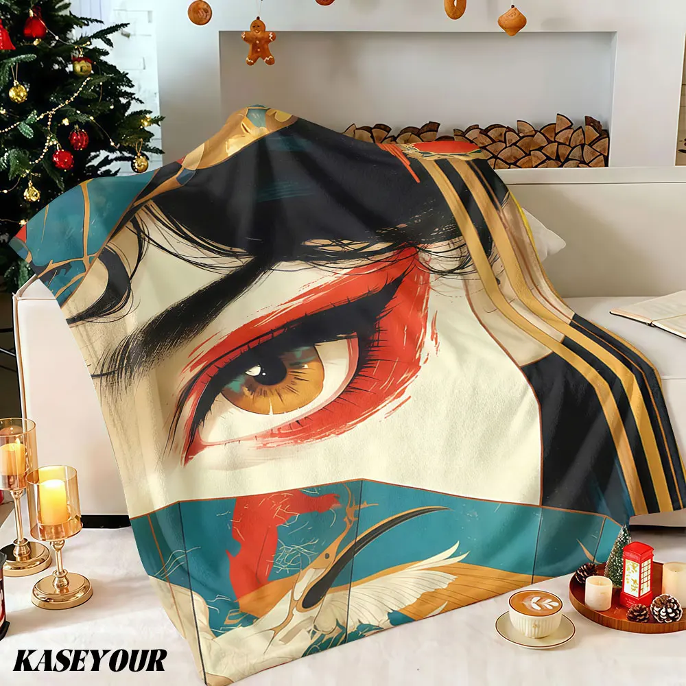 Eastern Geisha Gaze Winter Summer Flannel Blanket Throw Fleece Soft Fuzzy Plush Cozy Fleece Blankets for Sofa Ideal Gifts