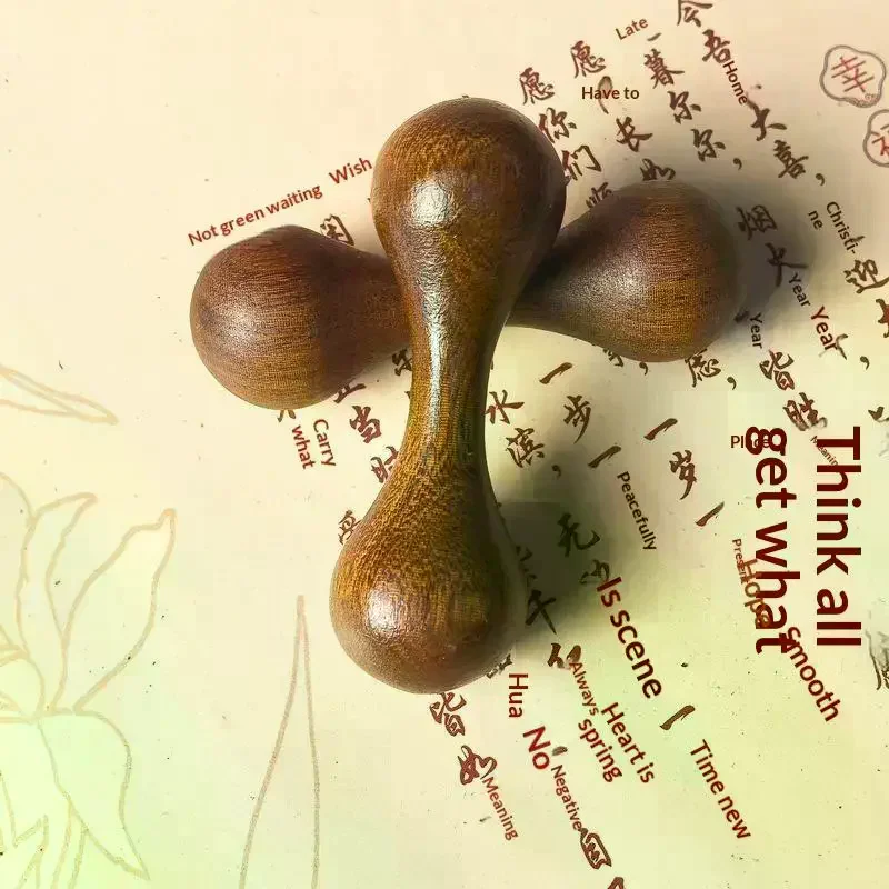 Sandalwood Dual Head Facial Massager Smooth Surface Ergonomic Handle For Daily Acupressure Skincare Relaxation Natural