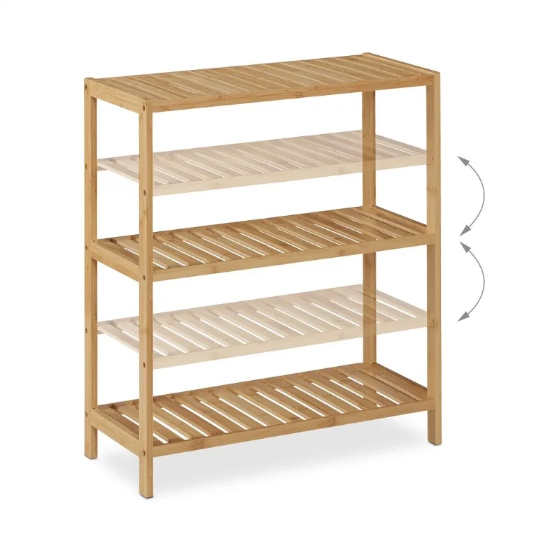 

Bamboo freestanding shelving unit, small bookshelf bookcase household furniture rack adjustable corner storage rack