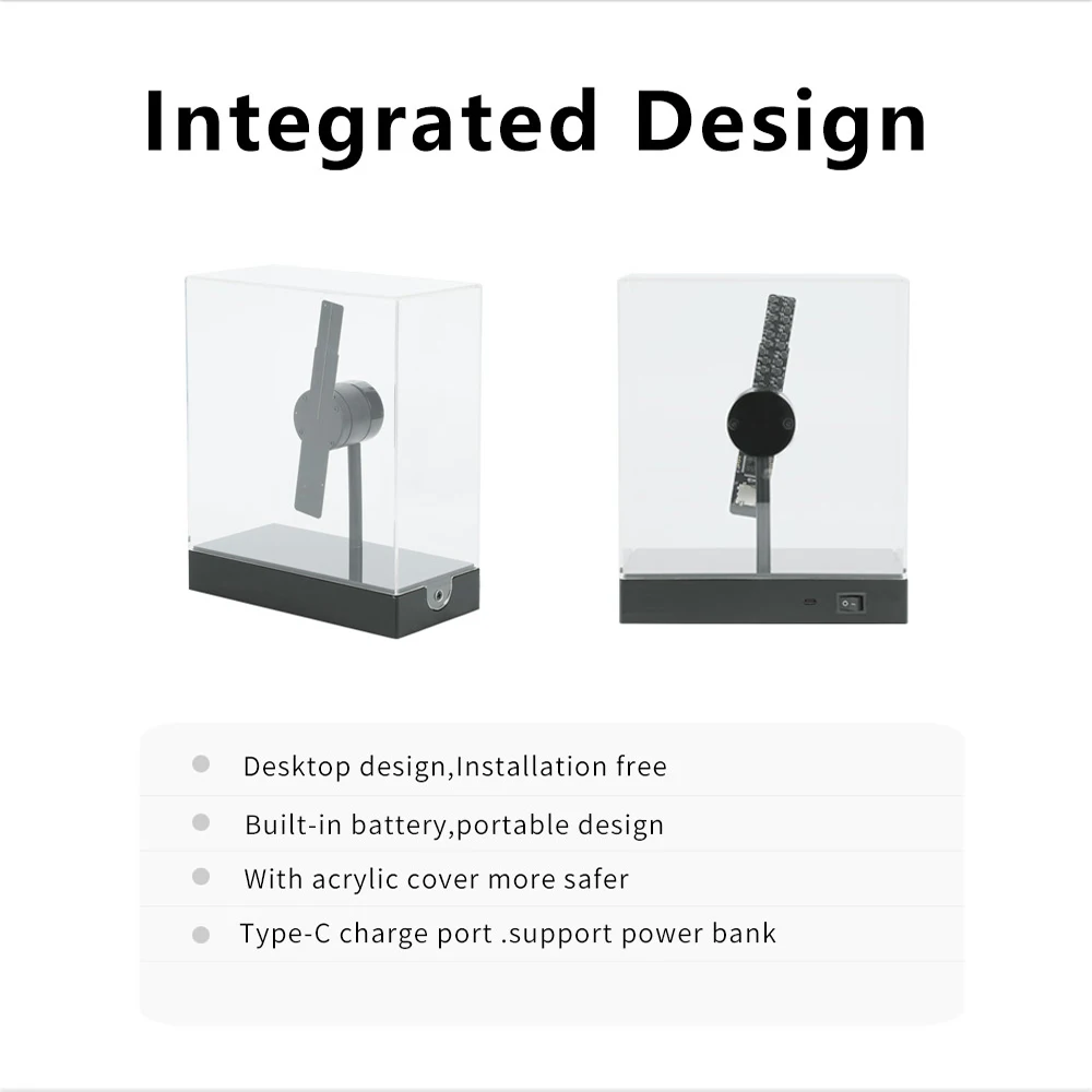 Portable Mini 3D Hologram Fan 18CM with Desktop Cover - Christmas Decoration Holographic Display, Advertising Projector for Home - Image 5
