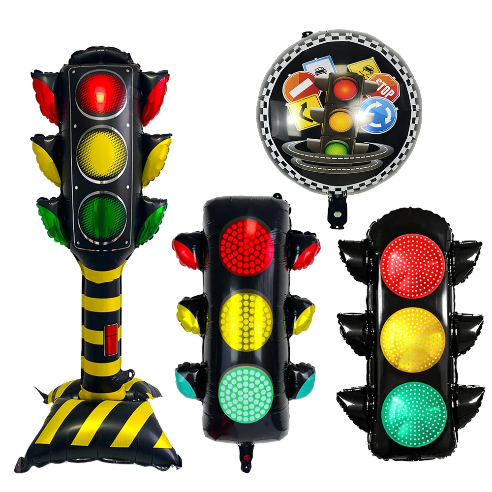 Lighting Mcqueen Birthday Decor - Balon Foil Tiup Lampu Lalu Lintas