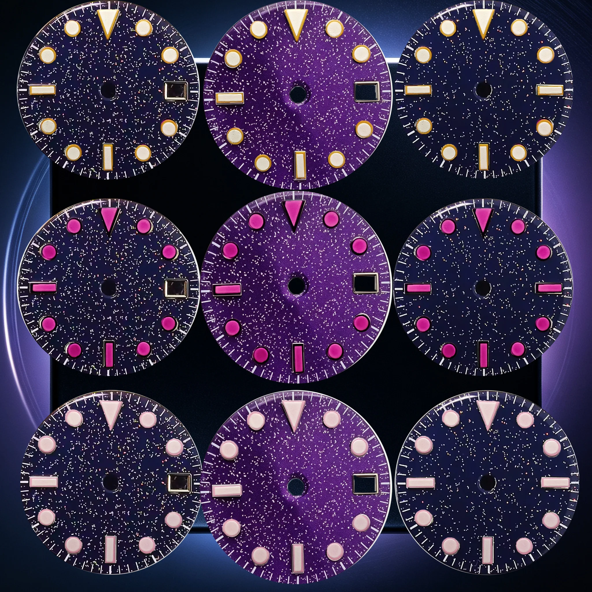 Starry Sky Blue Luminous Watch Dial 28.5mm with Sparkling Star Design Suitable for NH35 NH36 Automatic Movements Watchmaker's To