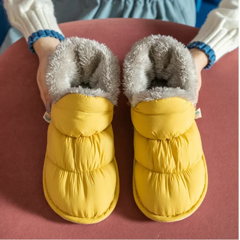 

New Women's Winter Cotton Female Shoes 2024 Warm Plush Couple Slippers for Home Indoor Large Size 42 43