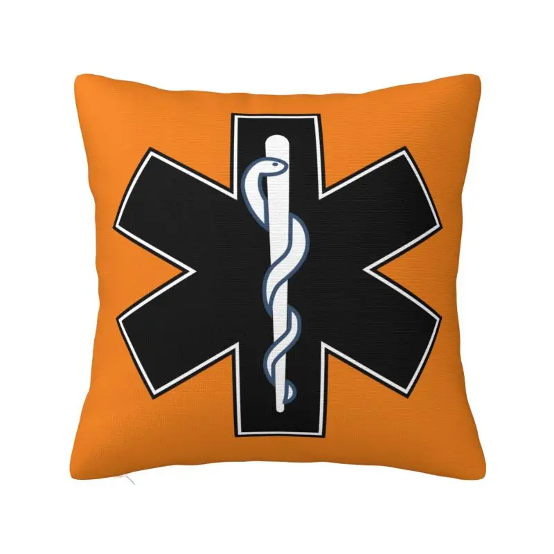 Nordic Paramedic Star Of Life Cushion Cover Polyester Emt Emergency Symbol Pillow Case for Living Room