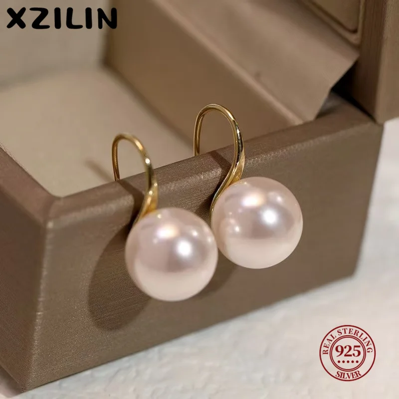 XZiLin Hurtownia Naturalne Białe Perły Słodkowodne 8-12mm i Kolczyki Sztyfty ze Srebra Próby 925 dla Kobiet, Jedna Para