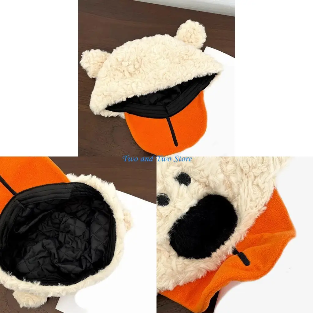 

HX6F Comfortable Dog Patterned Hat Windproof Cold Weather Baseball Cap For Children