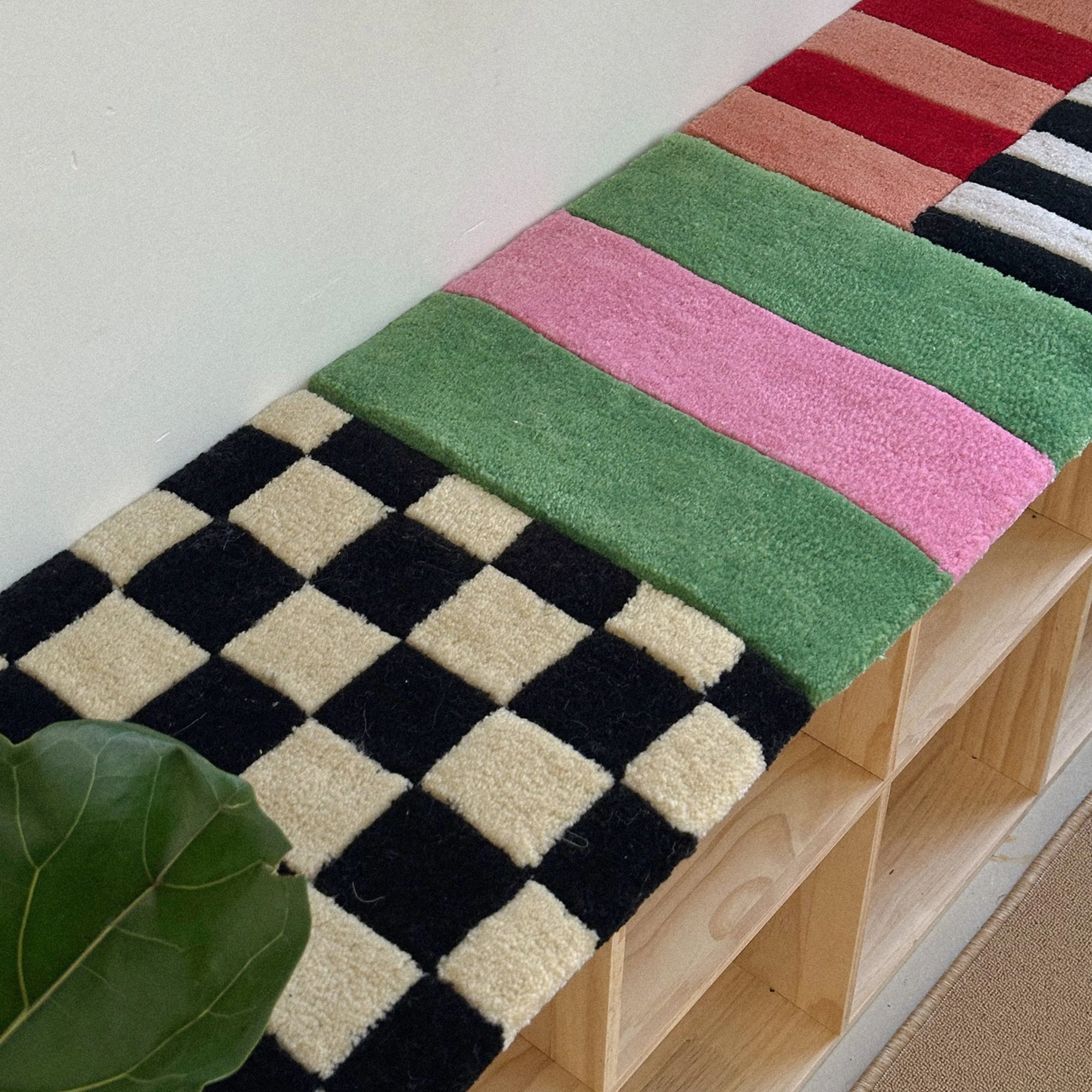 Handmade Colorful Tufting Seat Grids Blocks Cushion Soft Square Chair Sofa Pad Hanging Wall Decoration Tapestry Home Decor